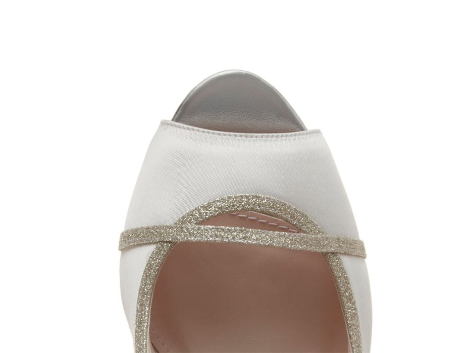Rainbow Club Chelsey Silver Shimmer Peep Toe Bridal Shoes - Franklins