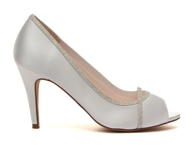 Rainbow Club Chelsey Silver Shimmer Peep Toe Bridal Shoes - Franklins