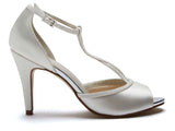 Rainbow Club Gigi Ivory Shimmer Peep Toe Bridal Shoes - Franklins