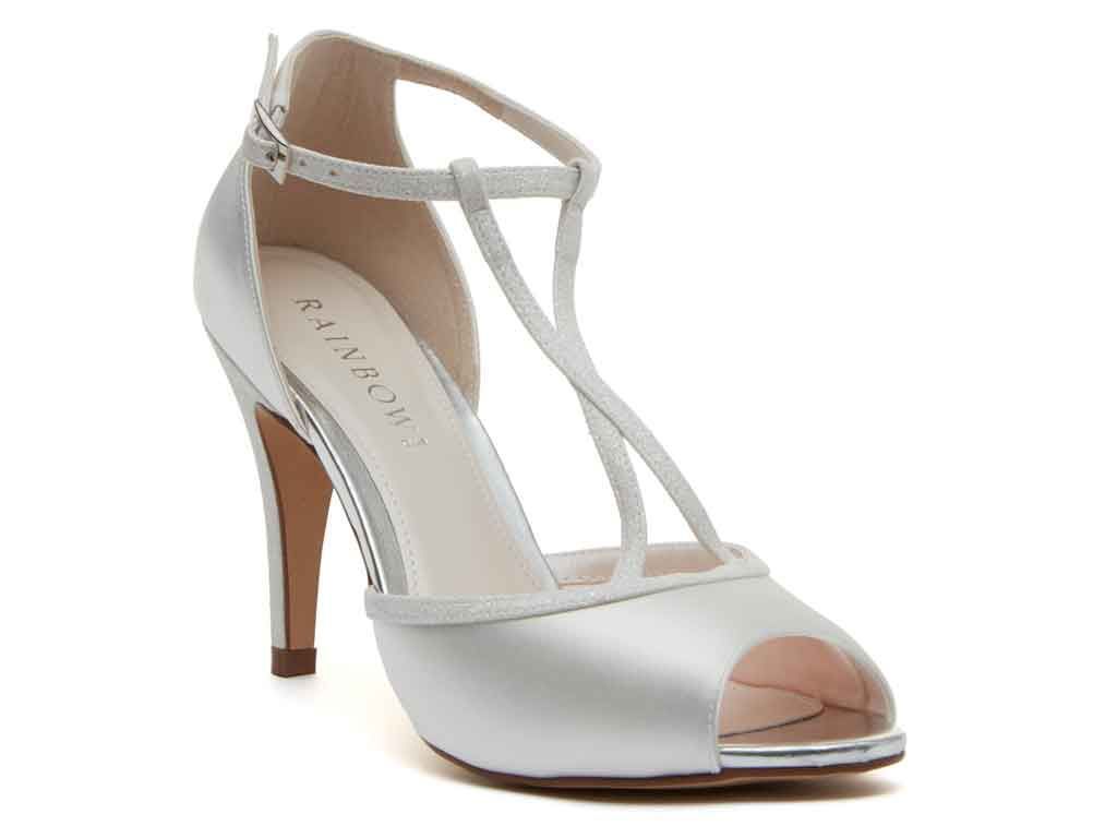 Rainbow Club Gigi Ivory Shimmer Peep Toe Bridal Shoes - Franklins