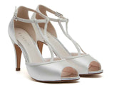 Rainbow Club Gigi Ivory Shimmer Peep Toe Bridal Shoes - Franklins