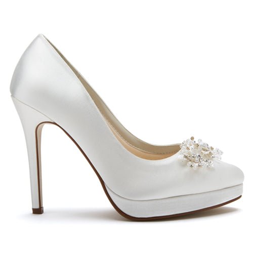 Rainbow Club Skye Ivory Satin Silver Bejewelled - Franklins