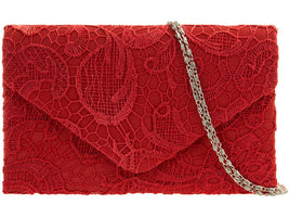 Red Lace Overlay Clutch Bag - Franklins