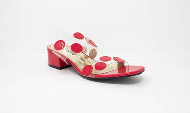 Red Perspex Faux Leather Disc Sandals - Franklins