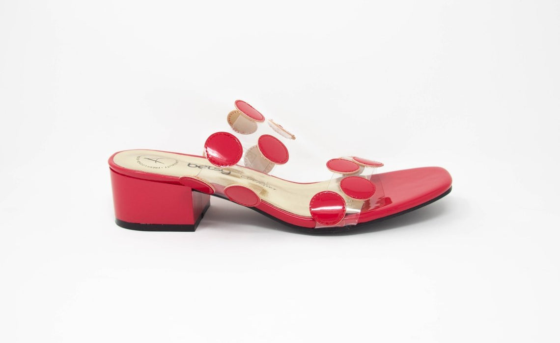 Red Perspex Faux Leather Disc Sandals - Franklins