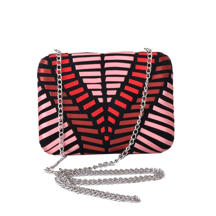 Red & Pink Ribbon Structured Clutch - Franklins
