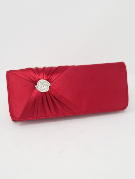 Red Satin Diamanté Clutch Bag - Franklins