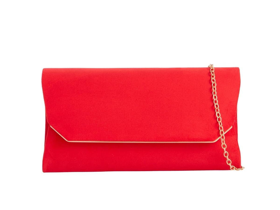Red Suede Envelope Clutch Bag - Franklins