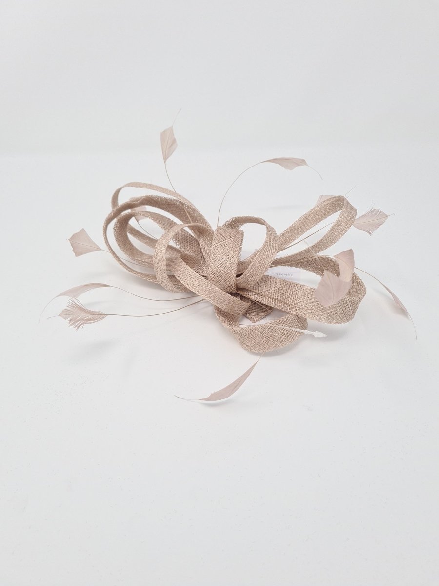 Rose Beige Slide Feather Fascinator Clip - Franklins