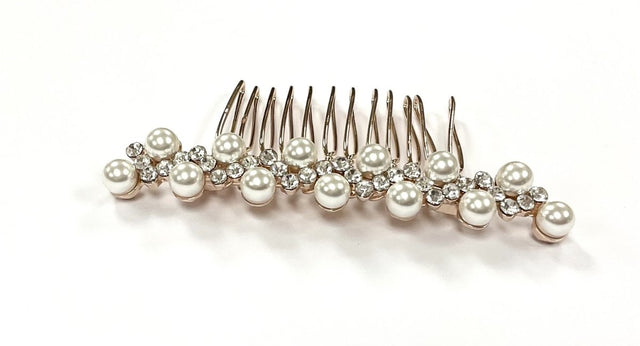 Rose Gold Pearl and Crystal Comb Clip - Franklins