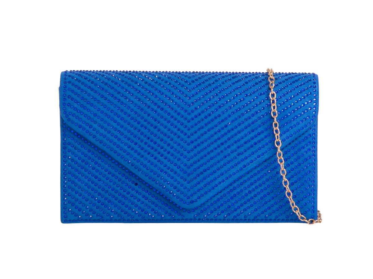 Royal Blue Crystal Diamante Clutch Bag - Franklins