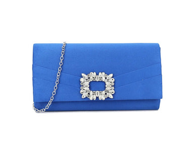 Royal Blue Crystal Embellished Clutch Bag - Franklins
