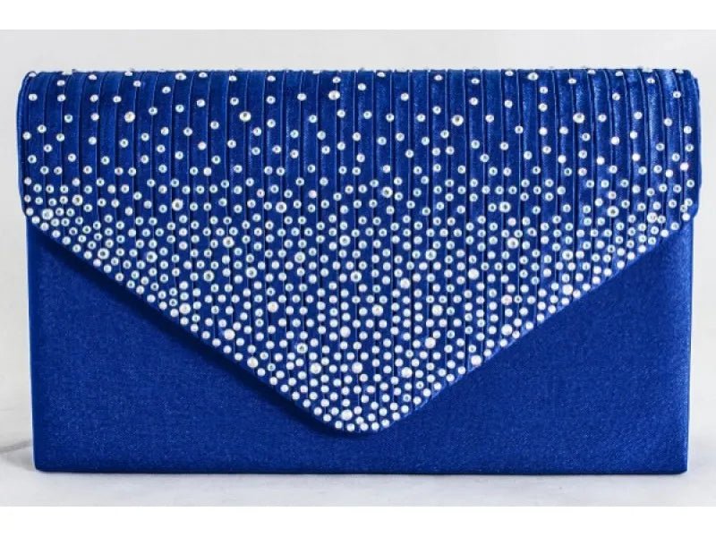 Royal Blue Diamante Overlay Clutch Bag - Franklins