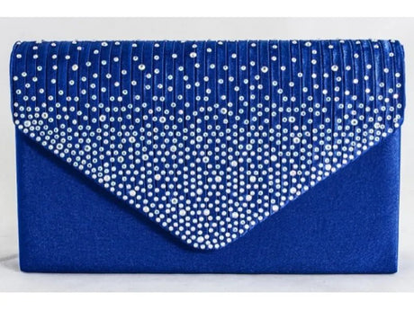 Royal Blue Diamante Overlay Clutch Bag - Franklins