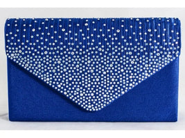 Royal Blue Diamante Overlay Clutch Bag - Franklins