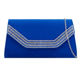 Royal Blue Embellished Trim Envelope Clutch Bag - Franklins