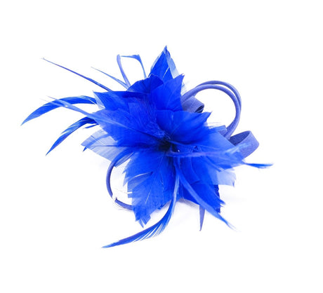 Royal Blue Feather Hair Clip Fascinator - Franklins