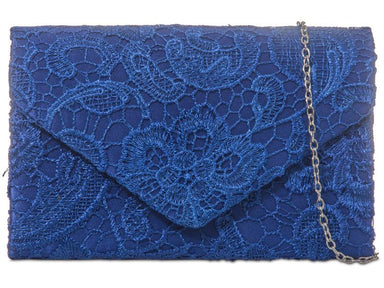 Royal Blue Lace Overlay Clutch Bag - Franklins