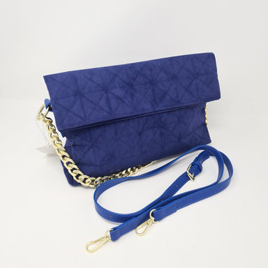 Royal Blue Velvet Soft Feel Gold Chain Handbag - Franklins