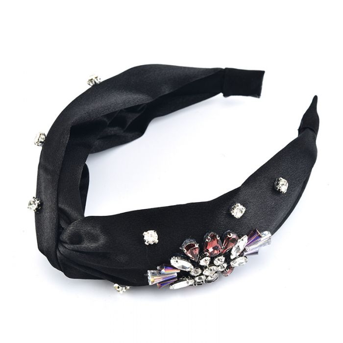 Satin Black & Crystal Hairband - Franklins