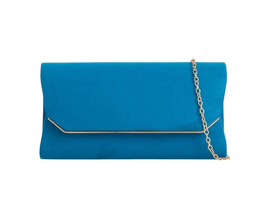 Sea Blue Suede Envelope Clutch Bag - Franklins