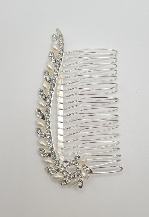 Silver Bridal Pearl & Diamanté Comb - Franklins