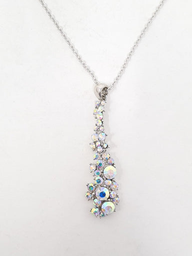 Silver Coloured Cubic Zirconia Crystal Drop Necklace - Franklins