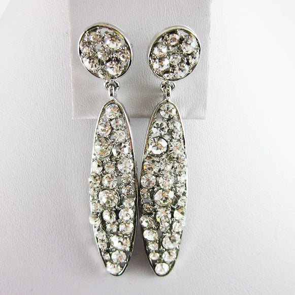 Silver Crystal Diamante Drop Earrings - Franklins
