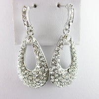 Silver Crystal Diamante Pendant Drop Earrings - Franklins
