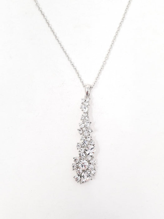 Silver Cubic Zirconia Crystal Drop Necklace - Franklins