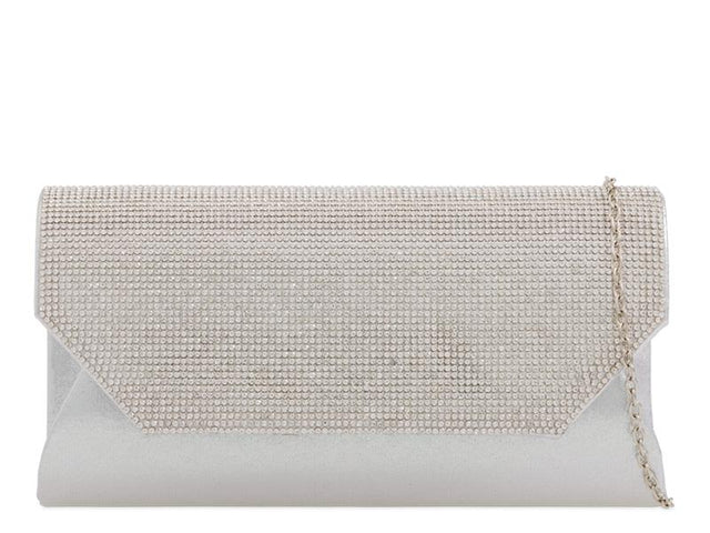 Silver Diamanté Crystal Clutch Bag - Franklins