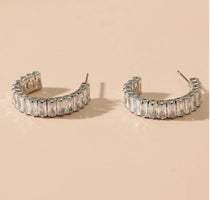 Silver Diamante Crystal Cuff Earrings - Franklins
