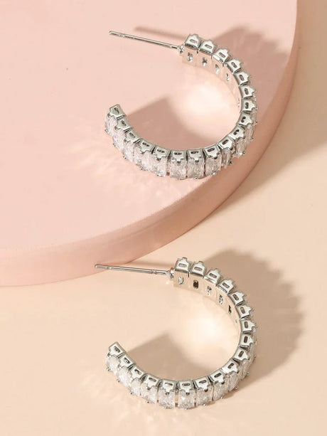 Silver Diamante Crystal Cuff Earrings - Franklins