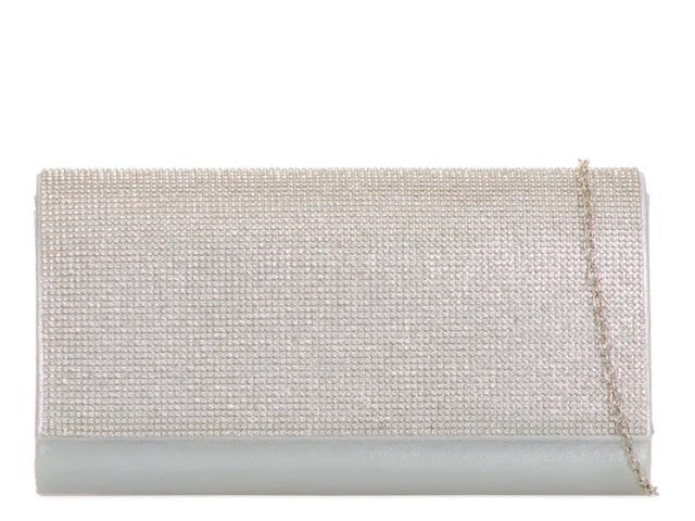 Silver Diamanté Jewelled Clutch Bag - Franklins