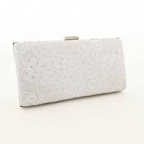 Silver Diamanté Jewelled Clutch Bag - Franklins