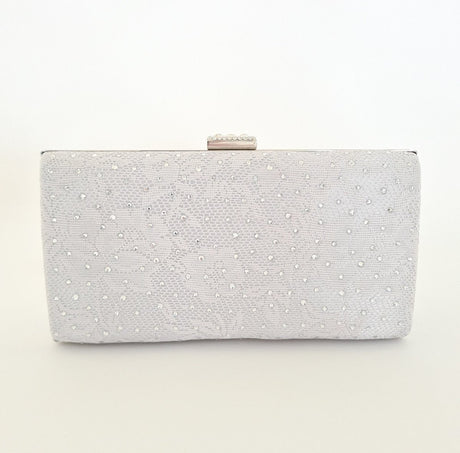 Silver Diamanté Jewelled Clutch Bag - Franklins