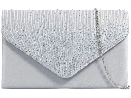 Silver Diamante Overlay Clutch Bag - Franklins