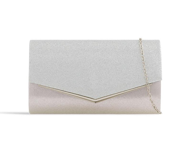 Silver Glitter Sparkle Clutch Bag - Franklins