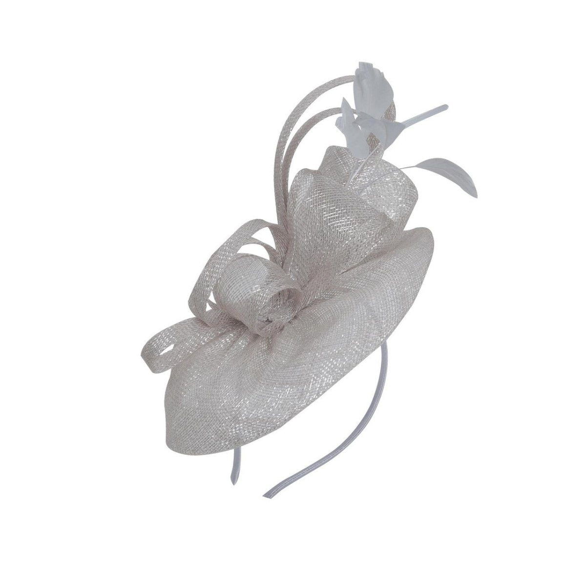 Silver Grey Metallic Loop Feather Fascinator - Franklins