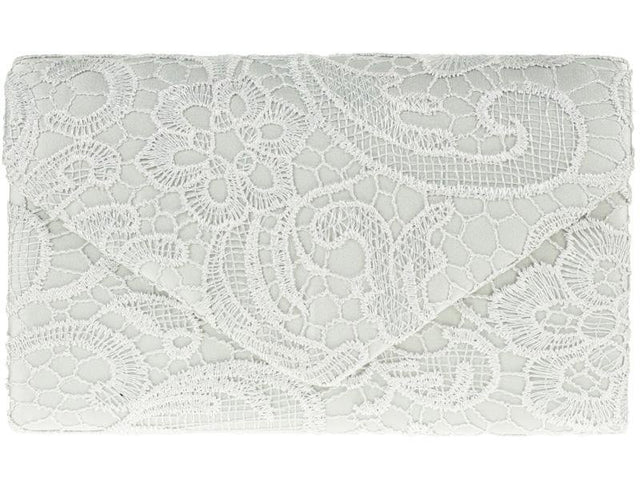 Silver Lace Overlay Clutch Bag - Franklins