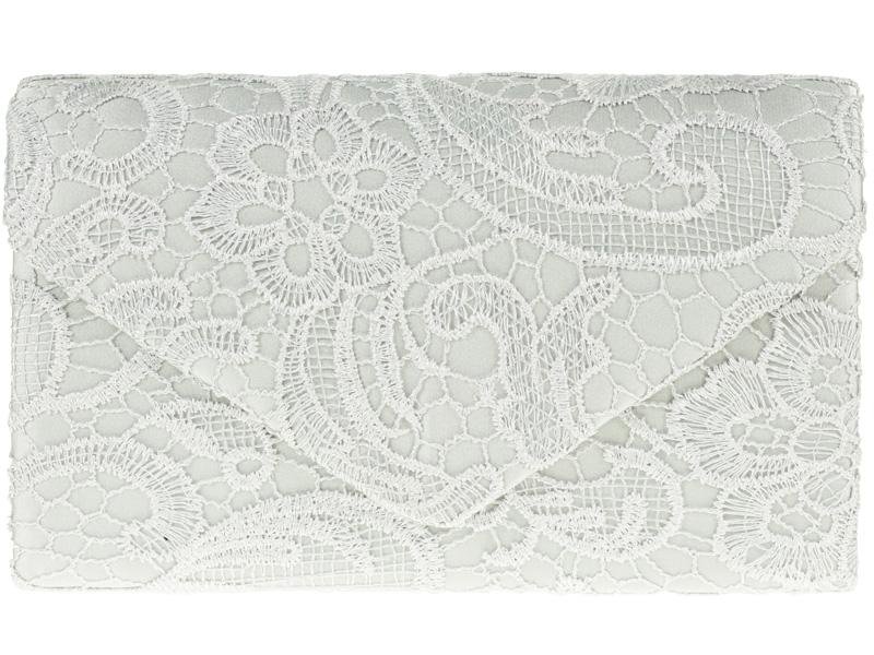 Silver Lace Overlay Clutch Bag - Franklins