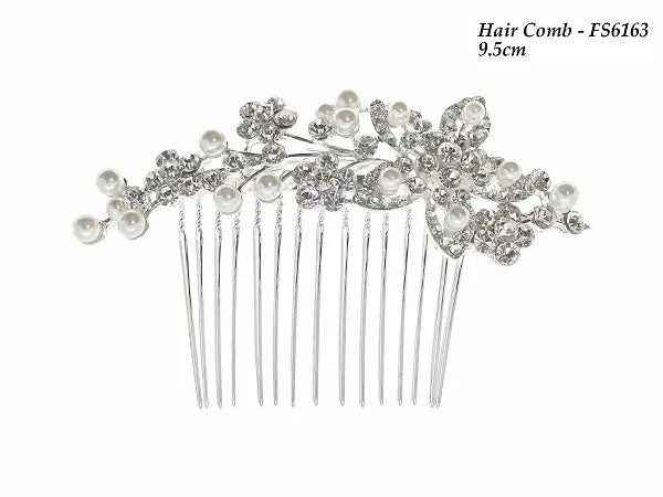 Silver Pearl Bridal Flower Hair Comb - Franklins