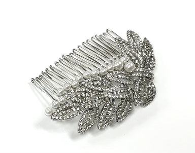 Silver & Pearl Bridal Flower Hair Comb - Franklins