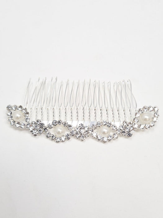 Silver Pearl & Diamante Bridal Hair Comb - Franklins