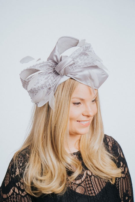 Silver Satin Bow Hairband Fascinator - Franklins