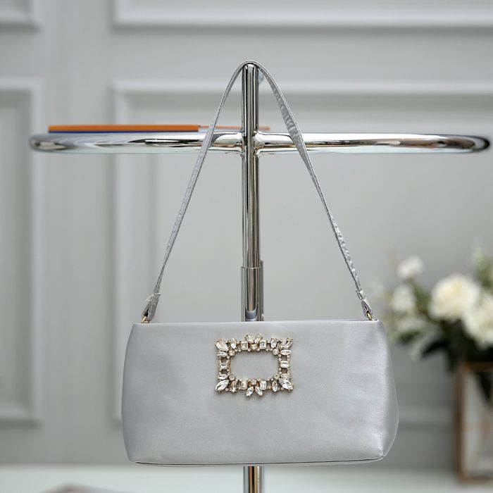 Silver Satin Evening Bag - Franklins