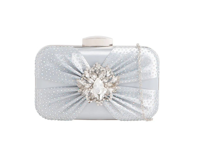 Silver Satin Hard Clutch Bag - Franklins