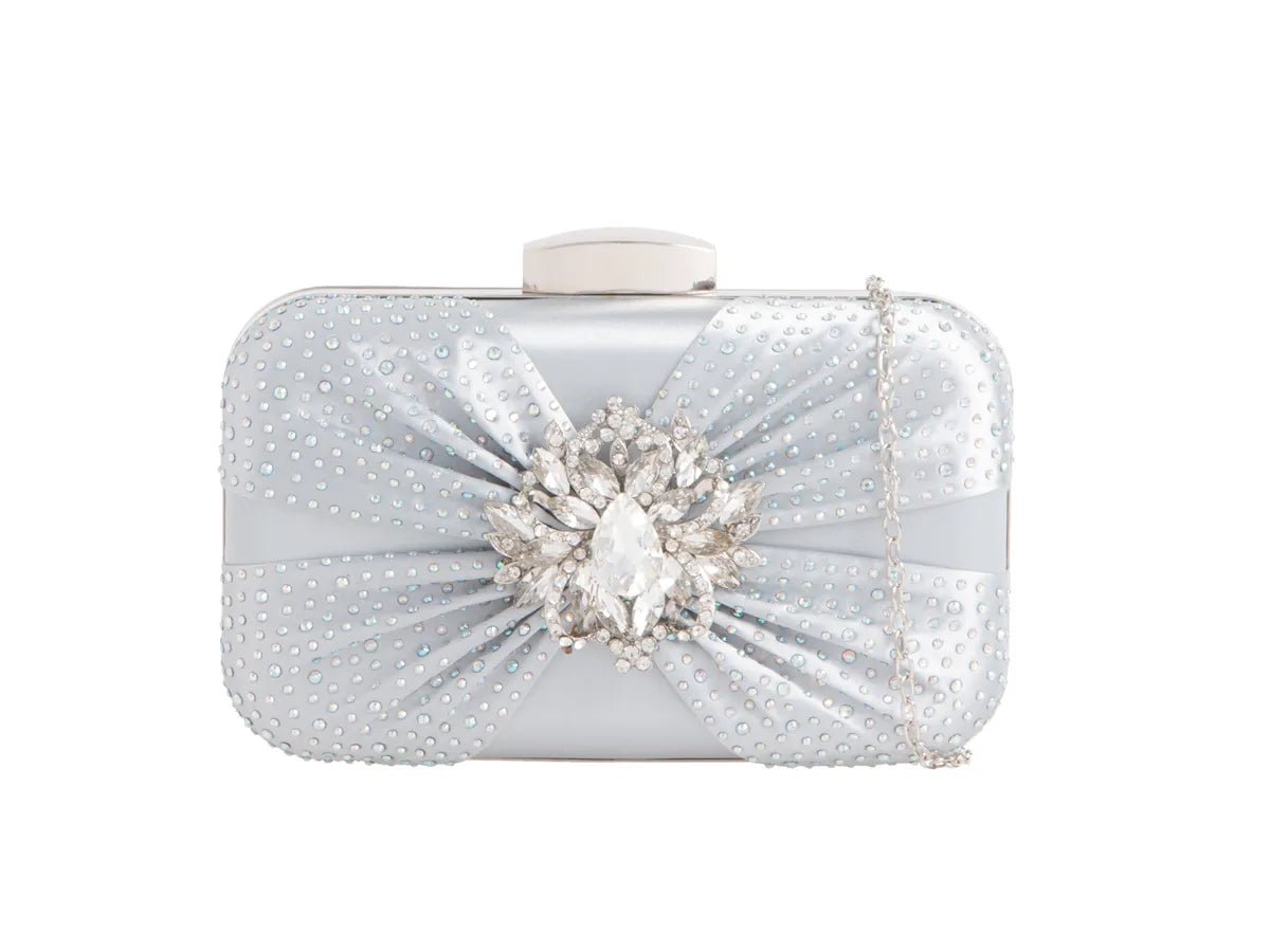 Silver Satin Hard Clutch Bag Franklins