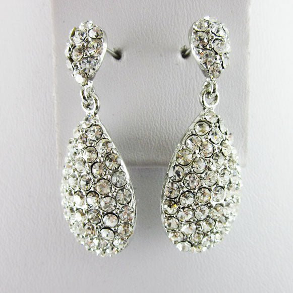 Silver Teardrop Crystal Earrings - Franklins
