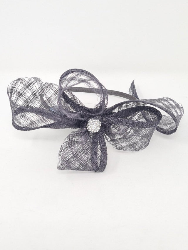 Slate Grey Belladonna Bow Hairband Fascinator - Franklins